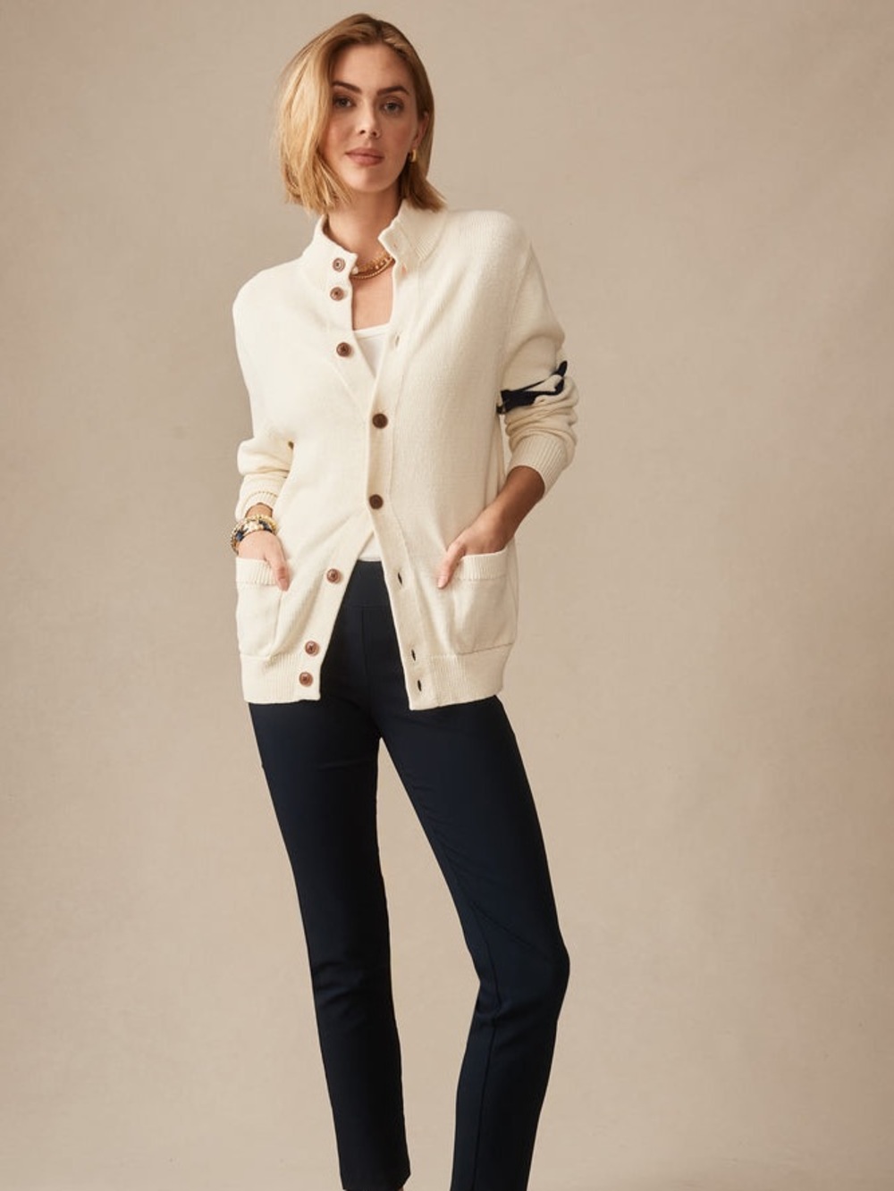 J. McLaughlin Navy Blue Pull-On Stretch Straight Leg Pants Classic Work Size 6